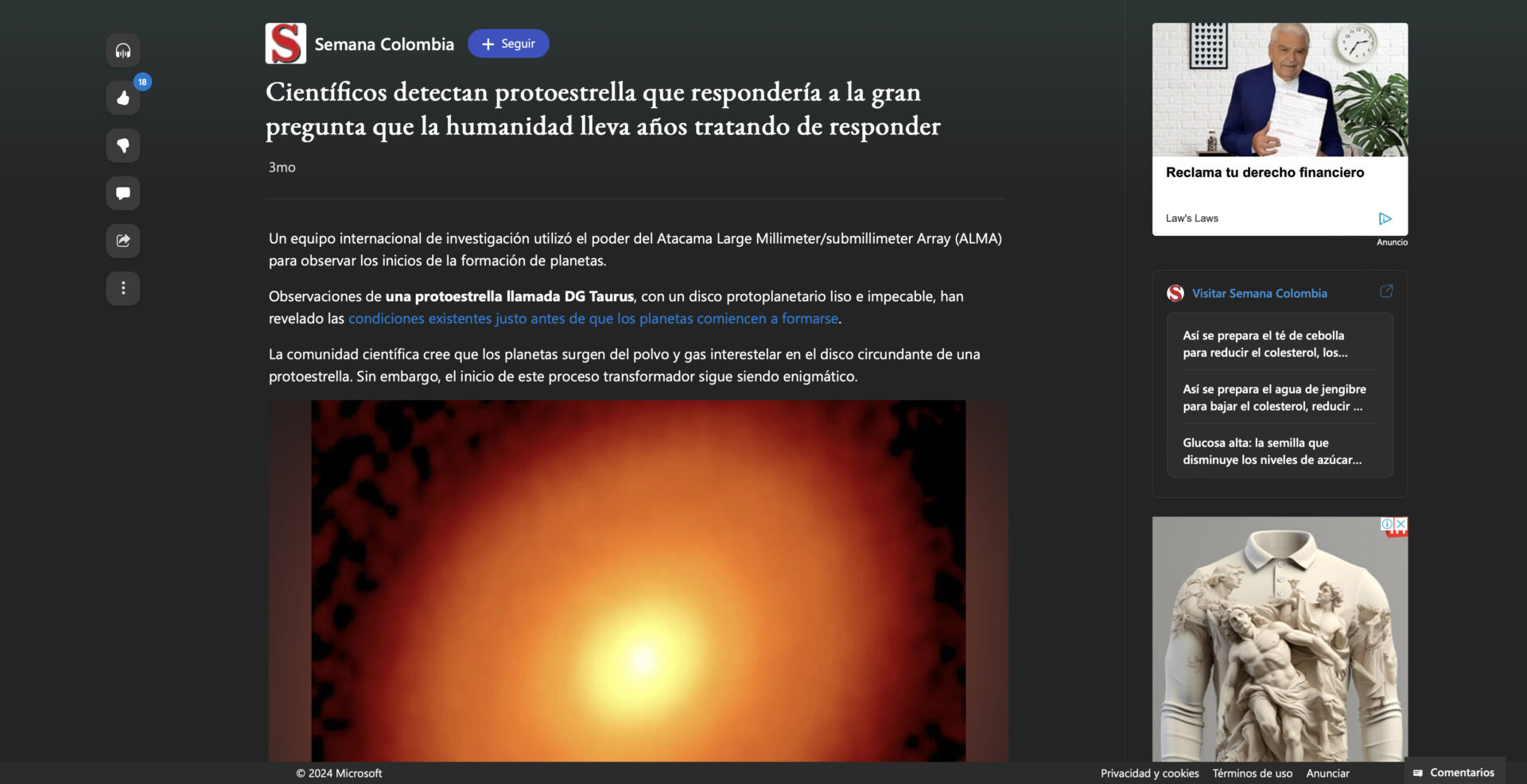 Científicos detectan protoestrella que respondería a la gran pregunta que la humanidad lleva años tratando de responder